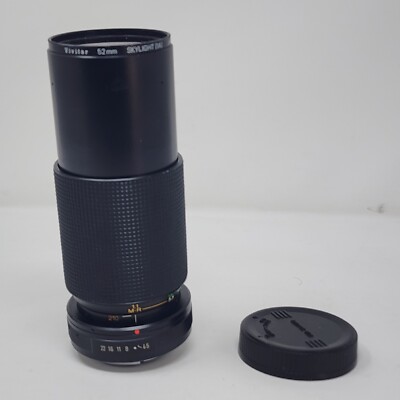 Vivitar Macro Zoom Camera Lens MC Skylight 1A 52mm 1 4.5 70210mm Rubber Hood