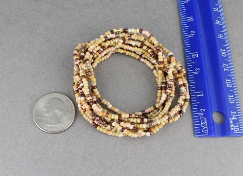 10 Tan Brown beige khaki silver bracelets seed bead stretch set beaded stack - Picture 4 of 5