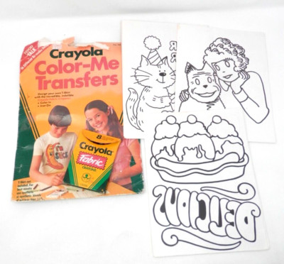 Crayola Color Me Iron-On Transfers Orphan Annie & Food Talk w/Fabric Crayons '80