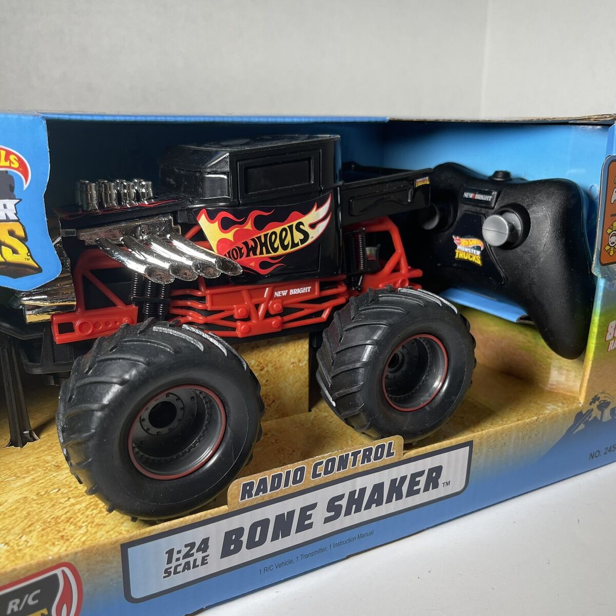 New Bright RC Bone Shaker Hot Wheels Monster Truck Scale 1:24, New, Damaged  Box