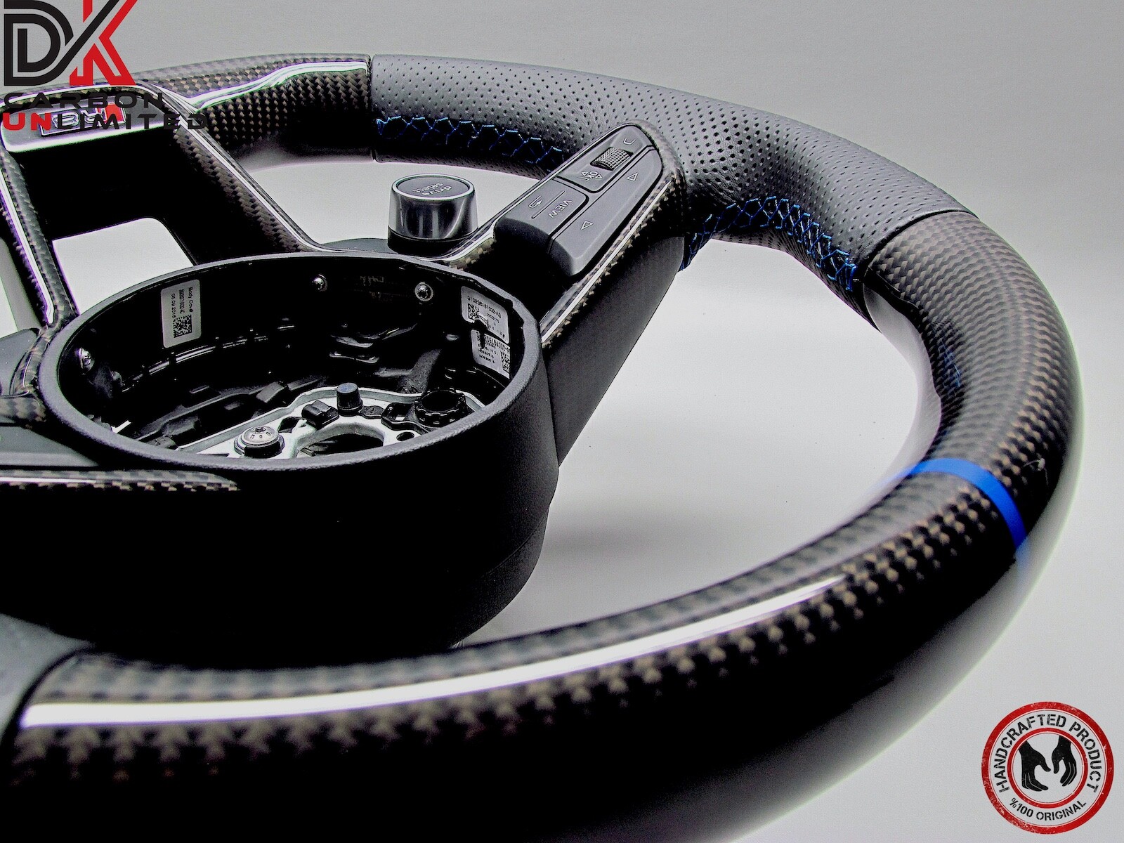 Audi R8 4S TT RS 8S Ara Blue Ring Perforated Leather Carbon Steering Wheel v2