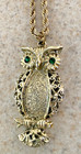 STUNNING VINTAGE GOLD TONE 17" DROP OWL PENDANT NECKLACE — photo 1