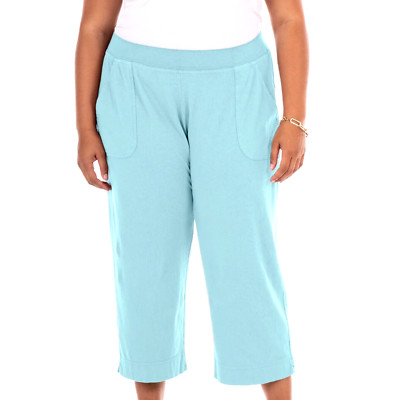FRESH PRODUCE 1X Swimming Pool BLUE $69 Key Largo Jersey Cotton Capris NWT 1X