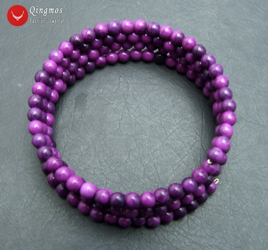 Pulsera de Sugilite Púrpura Natural de 4 mm para Mujer Envoltura de Alambre de Acero Joyería de Piedra 28" Foto 4 de 4