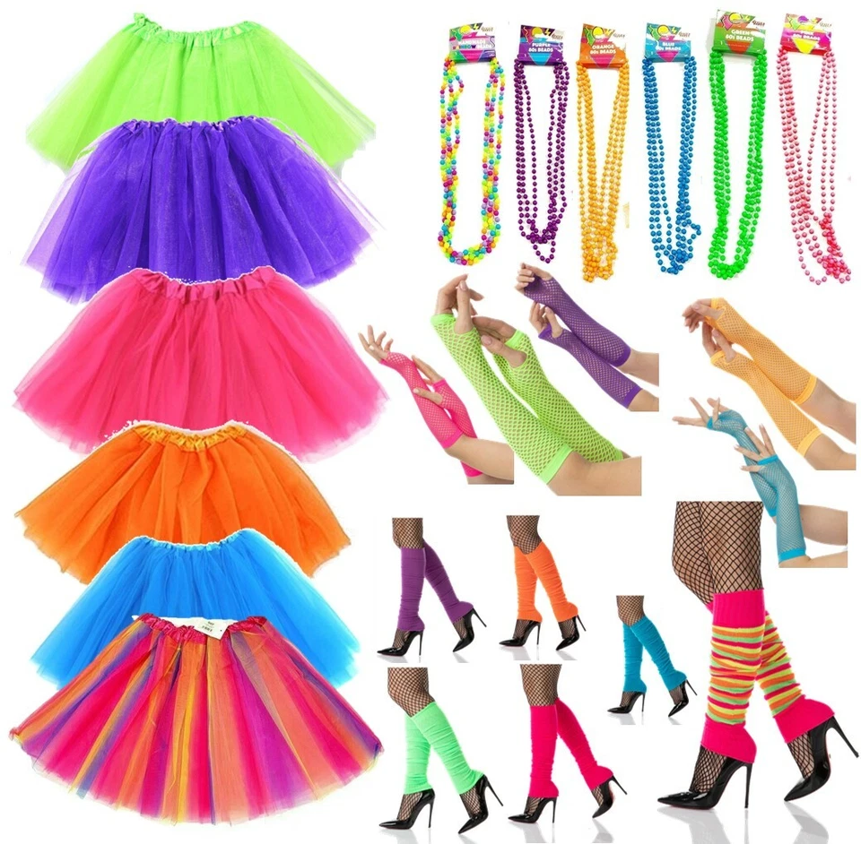 STYLEX PARTY 1980s Fancy Dress Rave TUTU Skirt Dance Hen Party Costume Fancy Dress Dance Bead