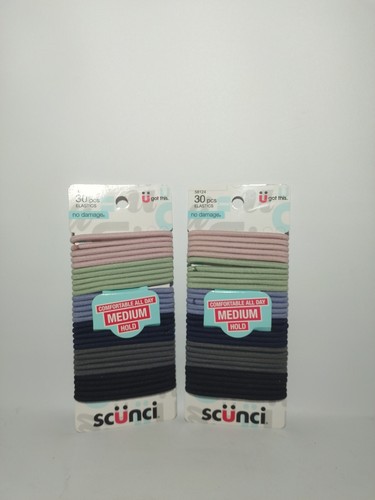 Lot of 2 - Scunci Elastics No Damage All Day Hold Medium 30 Pieces Per Pack. - Afbeelding 1 van 2