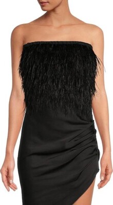 Gianni Bini Anna BLACK Feather Strapless Top  Sz XL -- Was now $59.99