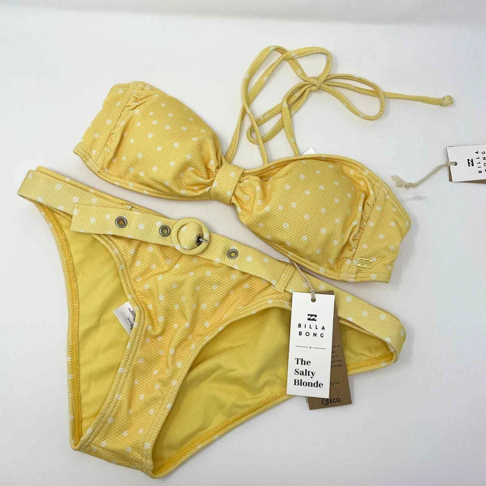 Bikini BILLABONG X Rubio Salado Amarillo Lunares Sin Etiquetas M Foto 4 de 4