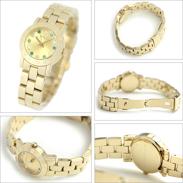 NEW MARC JACOBS AMY GOLD TONE,MULTI COLOR CRYSTALS DIAL,MINI 