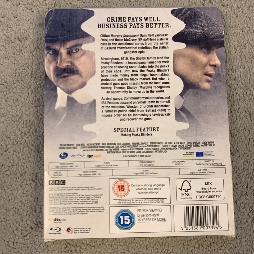 PEAKY BLINDERS : SERIES 1 - UK EXCLUSIVE BLU RAY STEELBOOK  - Case Damage - Image 2 of 4