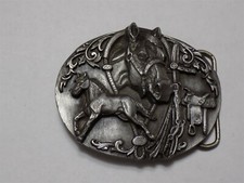 Vintage Belt Buckle 1988 Siskiyou Horse Saddle Pewter