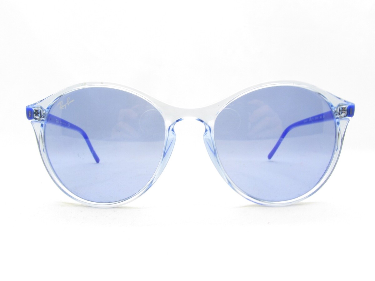 RAY-BAN RB 4371 6401/76 ROUND HORN RIM BLUE SUNGLASSES ITALY 55-18 