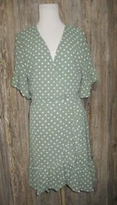 Wishlist Apparel Womens Sage Green Polka Dot Casual Party Dress Size Medium Tea