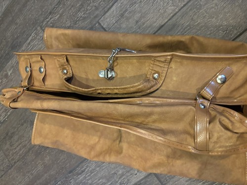 Vintage Samsonite Brown Leather Bi-Fold Hanging Garment Travel Bag Luggage - Picture 3 of 11