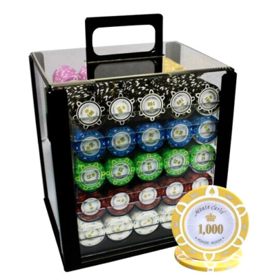 MRC POKER 1000PCS 14G MONTE CARLO POKER ROOM POKER CHIPS SET WITH ACRYLIC CASE