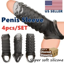 4pcs Stretchy Cock Rings Penis Tight Firm Stay Hard Erection Enlarger Sex Toys