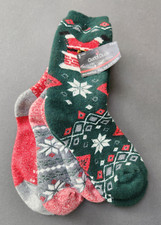 Cuddl Duds Cozy Slipper Socks Plush Fits Size 4-10 New 3 Pair Holiday