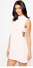 L2279  PRETTY LITTLE THING WOMEN'S RINA BLUSH CUT OUT TABARD DRESS SIZE 10 UK
