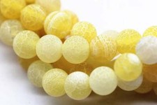 Yellow Fire Agate Cracked Matte Round Beads 6mm 8mm 10mm15.5" Strand