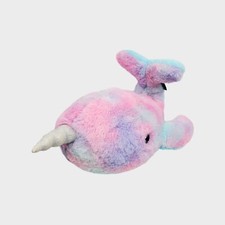 FAO Schwarz Glow Brights Toy Narwhal Plush with Lights and Sounds Pink Blue
