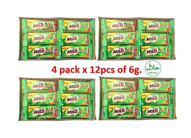 4 pack x 12pcs of 6g NESTLE MILO Choco Bar Chocolate Flavor