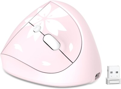 Pink Wireless Ergonomic Vertical Mouse, 2.4GHz Optical Ergo Mouse for Laptop