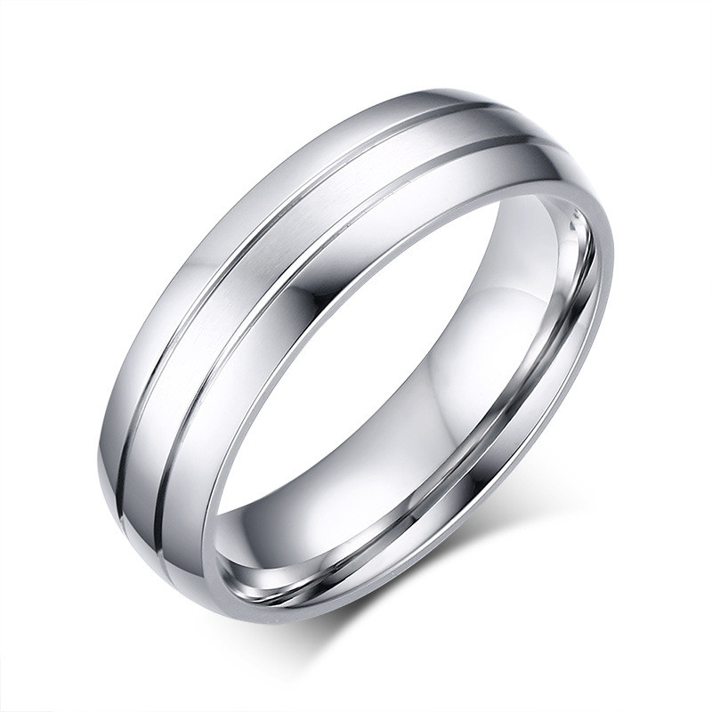6mm Titanium Steel CZ Couple's Ring Set – Silver, Sizes 6-13, Fashion Wedding Band 6 thumbnail image