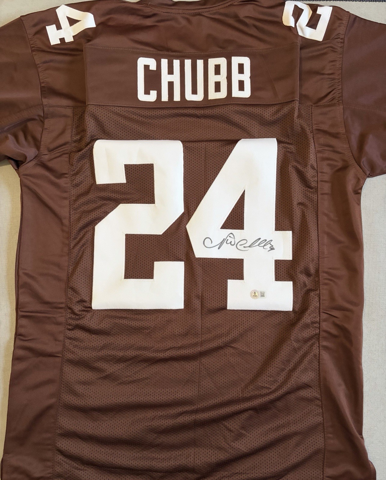 Nick Chubb Autographed Signed Cleveland Browns Custom Jersey Beckett BAS COA #24 