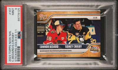 2023 Topps Now NHL Stickers GOLD 1/1 Connor Bedard Rookie/Sidney Crosby PSA 9