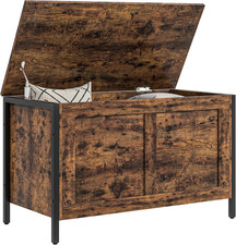 Cassapanca Da 95L in Stile Industriale Con Coperchio Con Cerniera Di Sicurezza, 