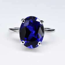 925 Sterling Silver 5 Cts Natural Ceylon Blue Sapphire Ring Us Size 5.5 ,3.88 GM
