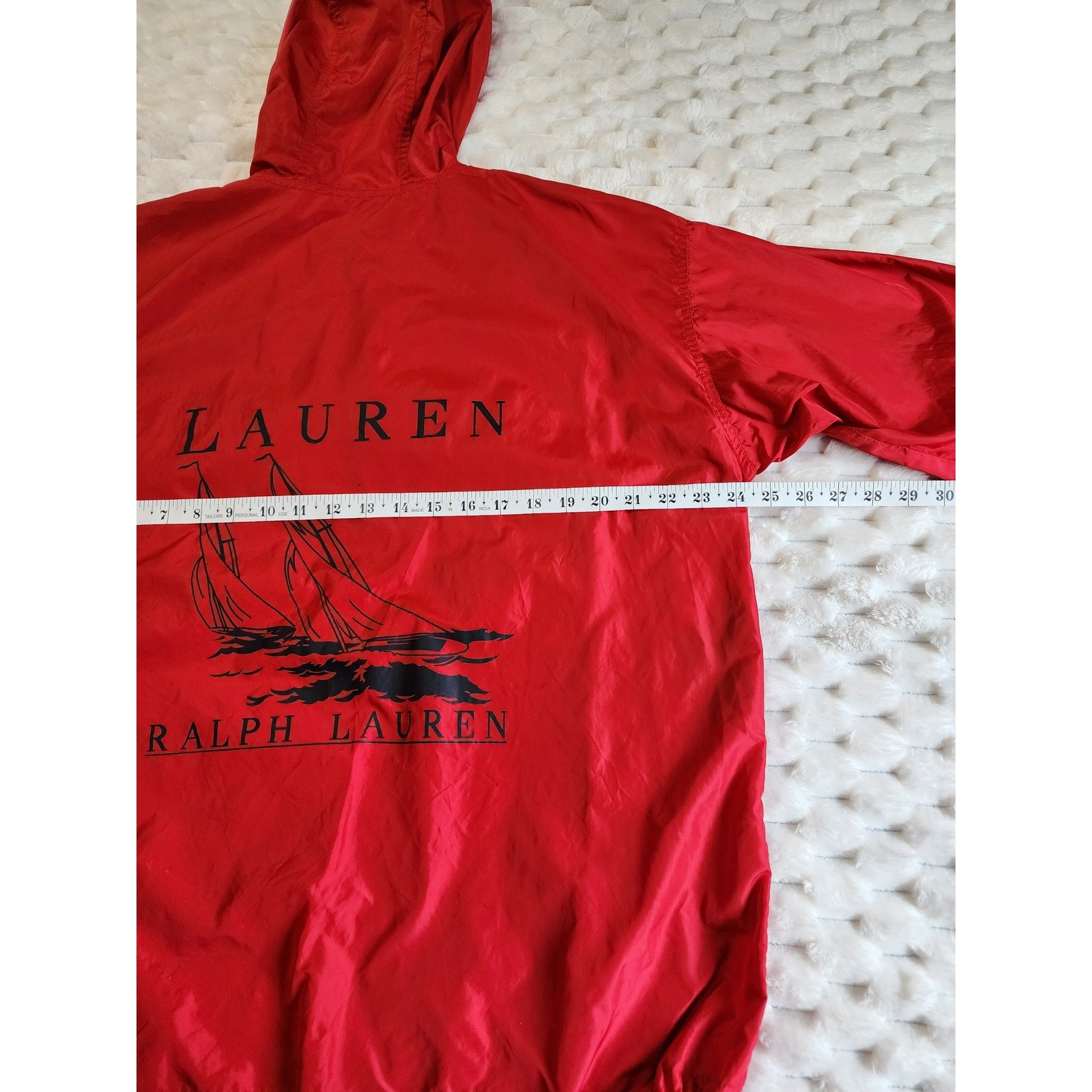 Ralph Lauren Windbreaker Jacket Red Sailing Boat Print Pullover Hoodie thumbnail 7