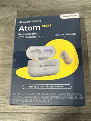 Audien ATOM PRO 2 Wireless Rechargeable OTC Hearing Aids New Sealed