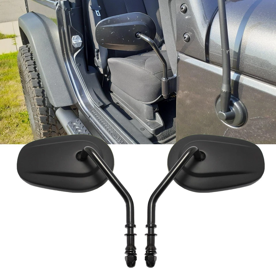 For Jeep Wrangler TJ JK Gladiator Side Rear View Mirrors Door-Off Black Oval - Image 2 of 4