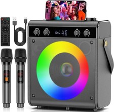Karaoke Machine with 2 Wireless Microphones & Remote Control, Speaker Audio