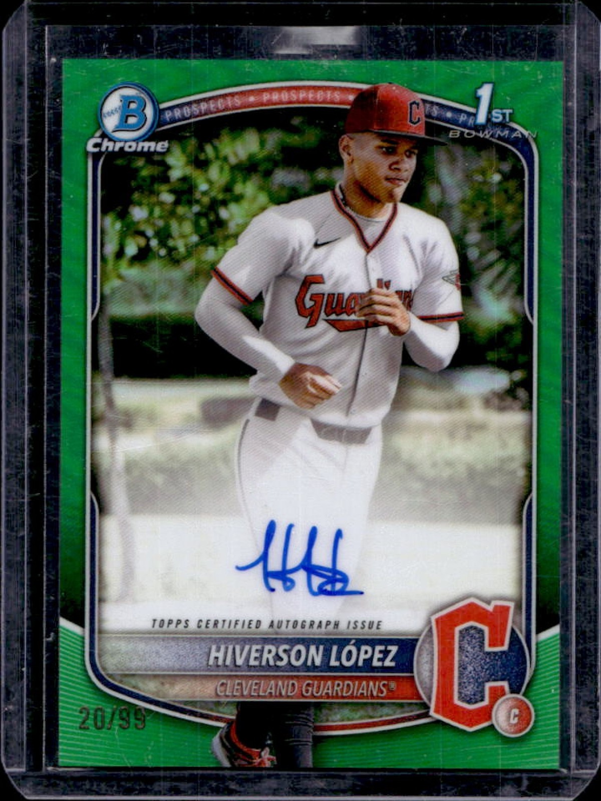 2025 Bowman Chrome Hiverson Lopez Auto Green Refractor 1st #/99 Guardians