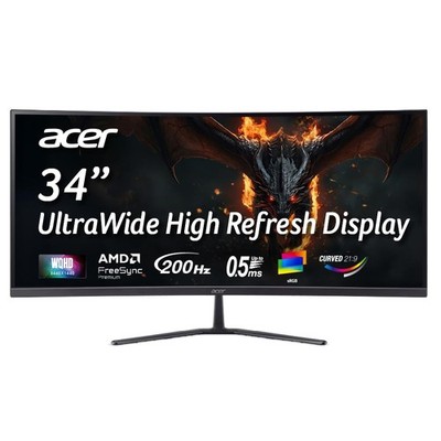 Acer Nitro ED340CUR X0 34'' Curved Gaming UWQHD Monitor 3440x1440 dpi 0,5ms 200Hz
