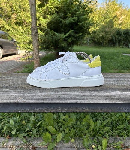 Philippe Model Temple Phantom Tennis While Lime Leather Sneakers EU 40 / US 9 Wm - Picture 8 of 24