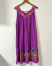 Asha Embroidered Floral Purple Sleeveless Dress Women's Size 35 Small/Medium
