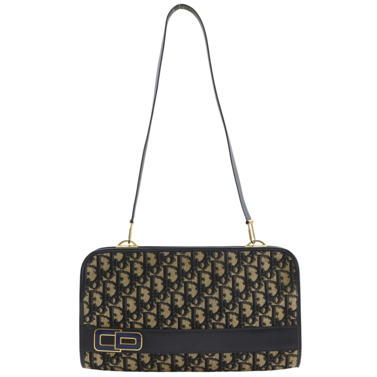 Dior Trotter Shoulder Bag vintage Navy blue canvas Women