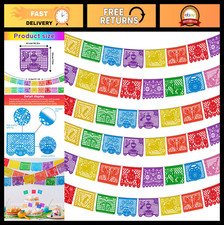 6 Pack Papel Picado Banners - 108 Ft Mexican Fiesta Party Decorations, Cinco de