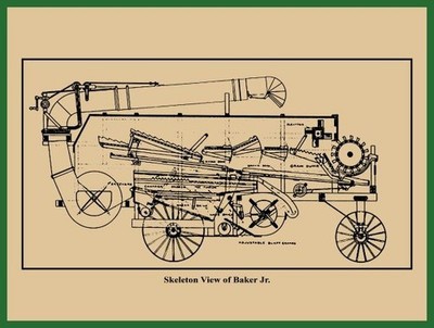 A.D. Baker Junior Thresher Skeleton View NEW Metal Sign: 12x16'' Ships Free