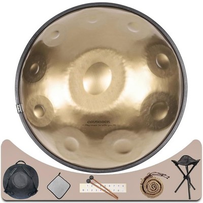 Advanced Adult Handpan, 22-Inch 10-Note 440Hz D Minor Kurd Steel Drum with So...