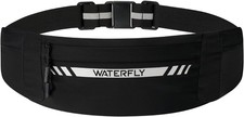 WATERFLY Running Belt: Breathable 4-Pocket Waist Pack for Sports. Fits All Phone
