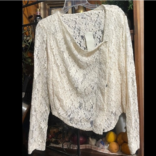 Heather - Blazer top aderente pizzo zip autunno 2025 trend panna taglia M manica lunga - Foto 2 di 18