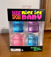 Nee Doh Nice Ice Baby Super Solid Squish Tactile Squeeze Toy 4-Pack, Blue
