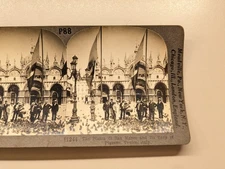 Keystone Stereoview Photo Venice Italy San Marco Plaza Pigeons