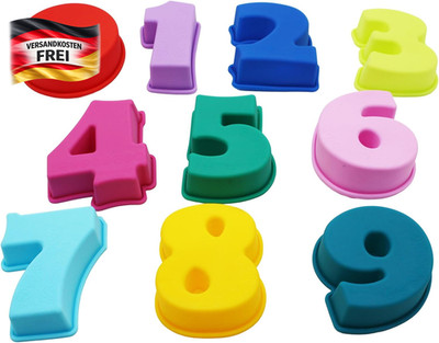 Silikon-Backform Set für Zahlen 0-9 zum Backen und Dekorieren für Bastelarbeit
