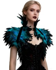 Gothic Natural Feather Cape Shawl Shrug Shoulder Wrap Collar Halloween Scarf