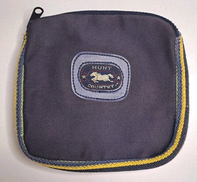 Hunt Country Zipped Pouch Make Up Bag Preppy Horse Blue